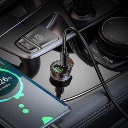 HOCO 12V NZ16A Rigorous Зарядно за кола USB-C+USB-A PD43W Type-C към Type-C