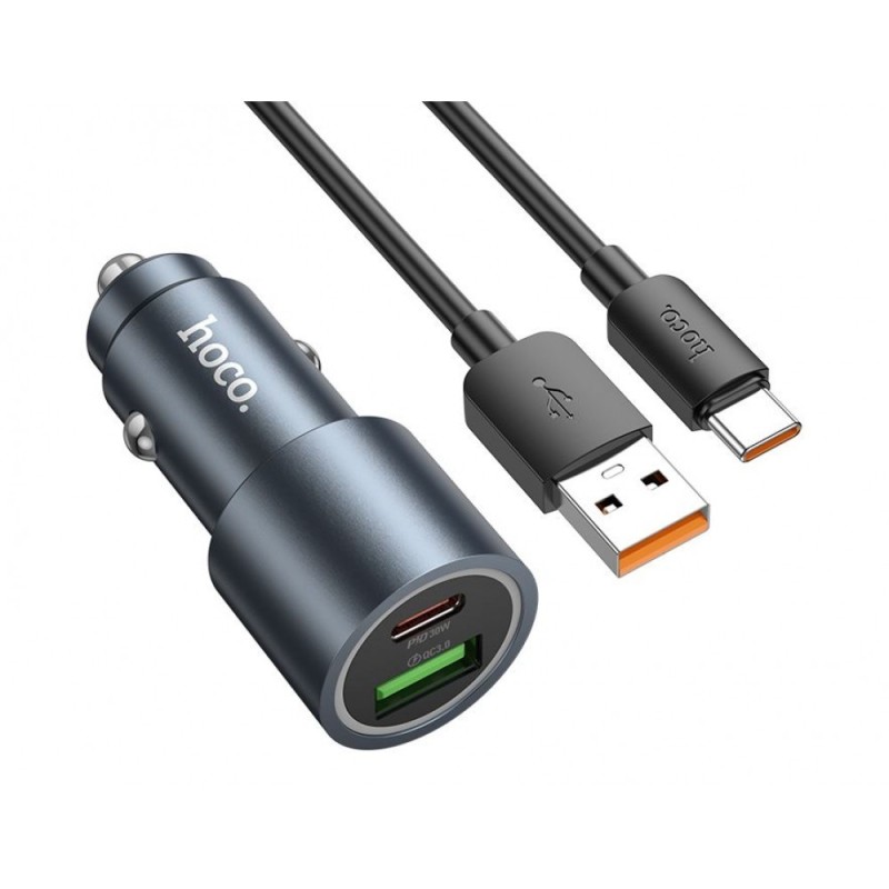 HOCO Z60 Зарядно за кола USB+USB-C PD20W + QC3.0 38W - USB към Type-C