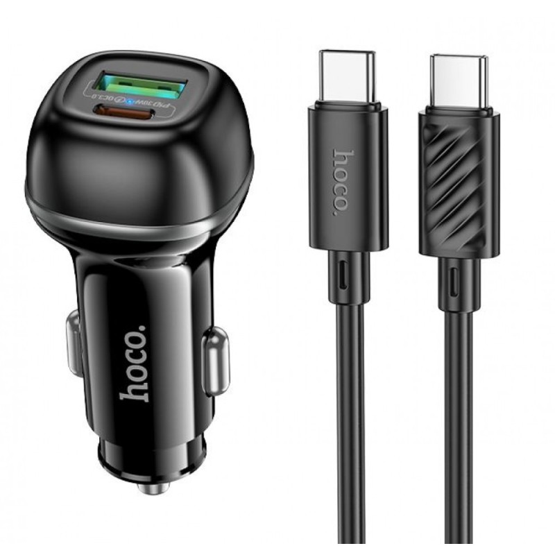 HOCO Z58A Зарядно за кола USB+USB-C PD20W + QC3.0 38W - Type-C към Type-C