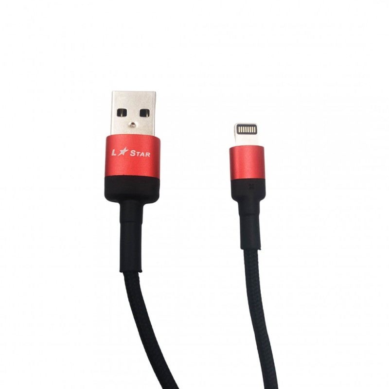 Плетен кабел LS-72 L✮Star за USB към Lightning - Червен