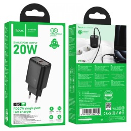 HOCO 220V Адаптер "N60" USB-C 20W - Черен
